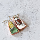 Broken China Jewelry Shard Earrings  -  Spode Christmas