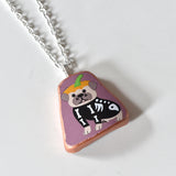 Broken China Jewelry Necklace  - Halloween Pug