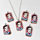Broken China Jewelry Pendant Necklace - RBG - Gold Border