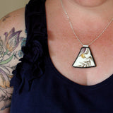 CLEARANCE Broken China Jewelry Pendant - Yellow and Silver