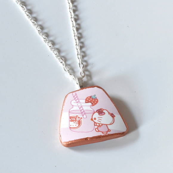 Broken China Jewelry Necklace  - Hello Kitty