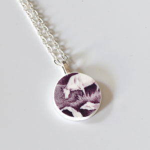 Broken China Jewelry Necklace  - Purple Cow Circle