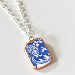 Broken China Jewelry Shard Necklace  -  Small Blue and White Shard