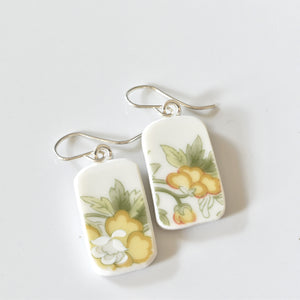 Broken China Jewelry Shard Earrings  -  Floral Shards