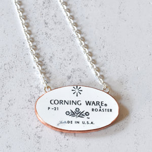 Broken China Jewelry Shard Necklace  - Corning Ware