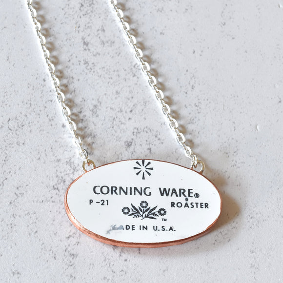 Broken China Jewelry Shard Necklace  - Corning Ware