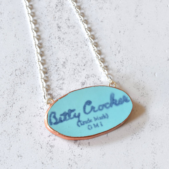 Broken China Jewelry Shard Necklace  - Betty Crocker