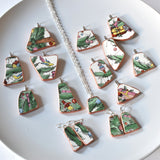 Broken China Jewelry Shard Necklace  - Spode Christmas
