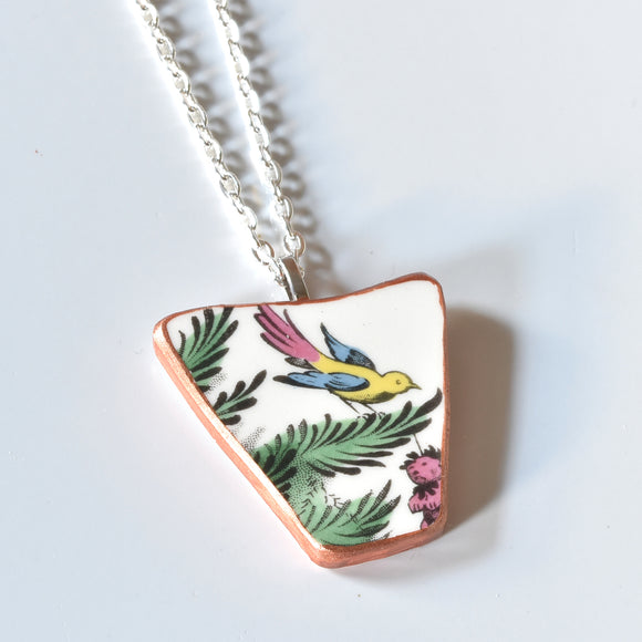 Broken China Jewelry Shard Necklace  - Spode Christmas