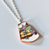 Broken China Jewelry Shard Necklace  - Spode Christmas