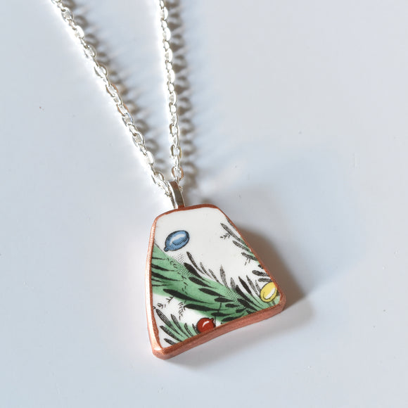 Broken China Jewelry Shard Necklace  - Spode Christmas