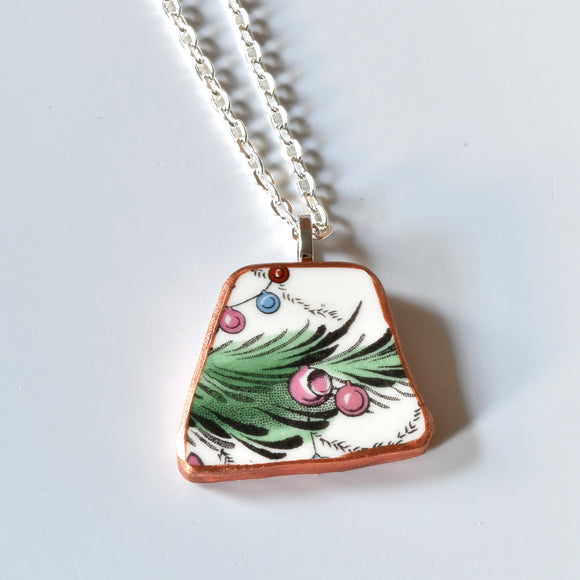 Broken China Jewelry Shard Necklace  - Spode Christmas