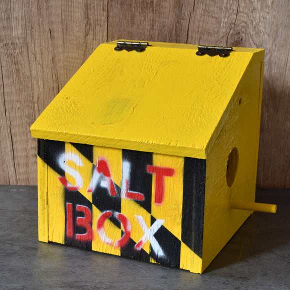 Handmade Yellow Baltimore Salt Box Birdhouse by Nicholas Wardell - MD Flag