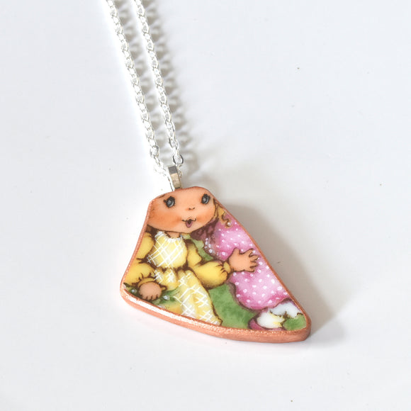 Broken China Jewelry Necklace -  Holly Hobbie