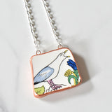 Broken China Jewelry Shard Necklace  - Wedgwood Calendar 1976 Plate Seagull