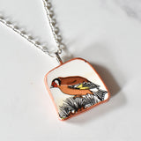 Broken China Jewelry Shard Necklace  - Wedgwood Calendar 1976 Plate Goldfinch