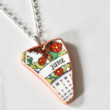 Broken China Jewelry Shard Necklace  - Wedgwood Calendar 1976 Plate July