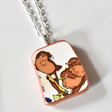 Broken China Jewelry Shard Necklace  - Wedgwood Calendar 1976 Plate Bird