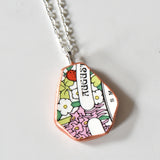 Broken China Jewelry Shard Necklace  - Wedgwood Calendar 1976 Plate August