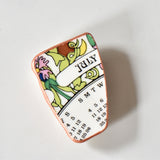 Broken China Jewelry Brooch  - Wedgwood Calendar 1976 Plate July
