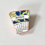 Broken China Jewelry Brooch  - Wedgwood Calendar 1976 Plate March