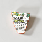 Broken China Jewelry Brooch  - Wedgwood Calendar 1976 Plate November
