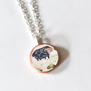 Broken China Jewelry Necklace  - Black Ram