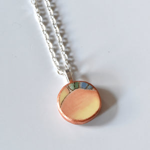 Broken China Jewelry Circle Necklace  - Small Orange