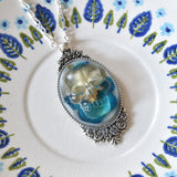 Resin necklace - Holly Leaf Skull Necklace - to Benefit Special Olympics