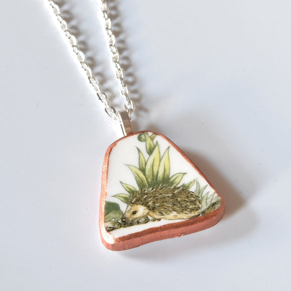 Broken China Jewelry Shard Necklace  - Hedgehog