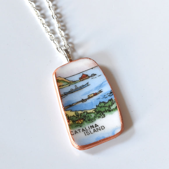 Broken China Jewelry Shard Necklace  - Catalina Island