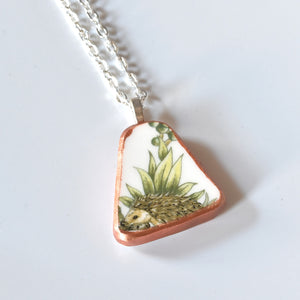 Broken China Jewelry Shard Necklace  - Hedgehog