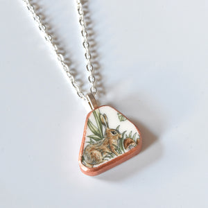 Broken China Jewelry Shard Necklace  - Bunny