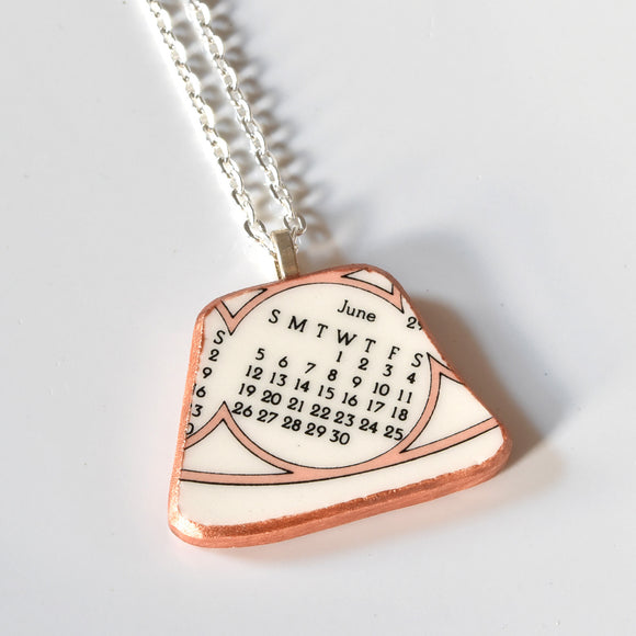 Broken China Jewelry Shard Necklace  - June Calendar