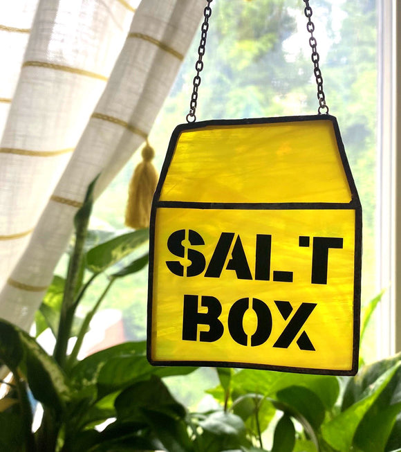 Salt Box Stained Glass Suncatcher on chain