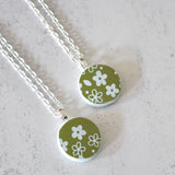 CUSTOM Broken Plate Pendants on Chains from Broken Pyrex - Recycled China