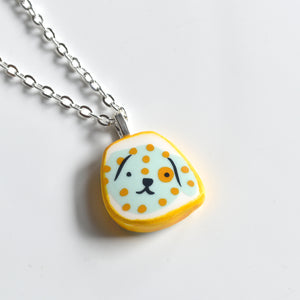 Broken China Jewelry Necklace  - Blue Dog Yellow Frame