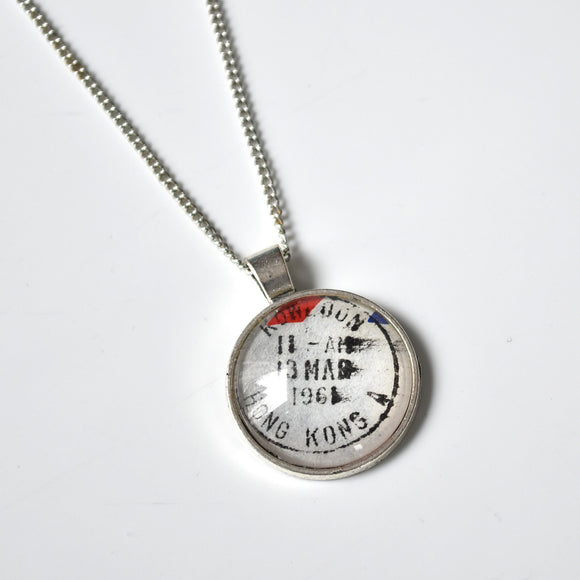 Recycled Vintage Postcard Necklace - Hong Kong