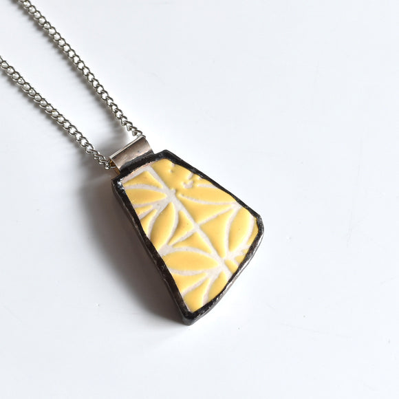 Broken China Jewelry Necklace - Yellow Geometric