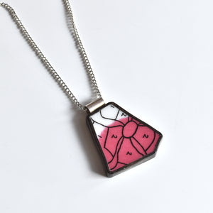 Broken China Jewelry Necklace - Paint by Number Pink