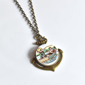 Broken China Jewelry Necklace - Fishing Boat Anchor