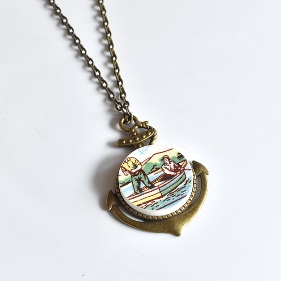 Broken China Jewelry Necklace - Fishing Boat Anchor