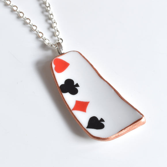Broken China Jewelry Necklace - Poker