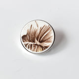 Recycled China Simple Circle Brooch - Brown Flower - Scarf Pin