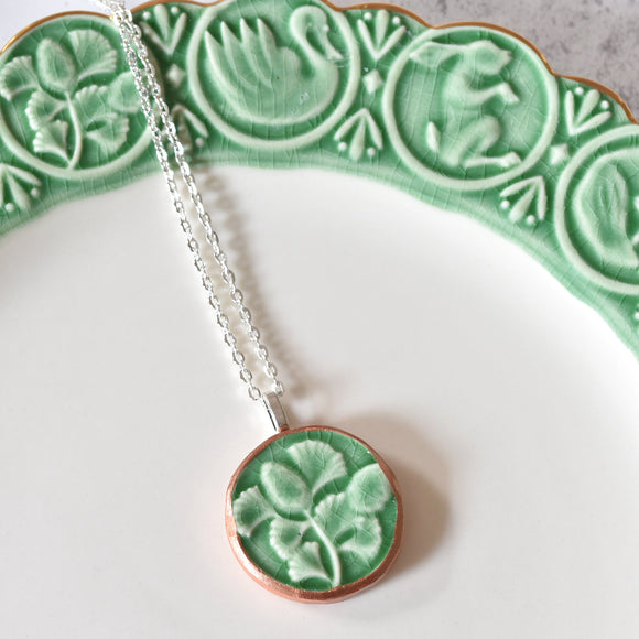 Green Anthropologie Plate -  Ginkgo Necklace