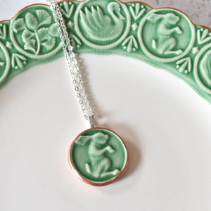 Green Anthropologie Plate -  Bunny Rabbit Necklace