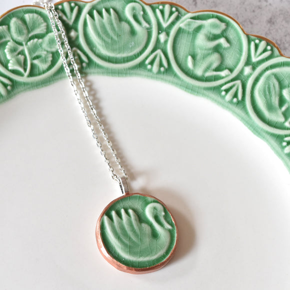 Green Anthropologie Plate -  Swan Necklace
