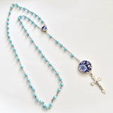 Recycled China Rosary - Blue Floral
