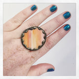 Recycled Stained Glass Ring -  Grey